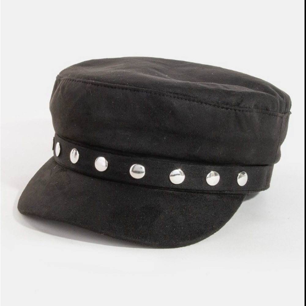 Page Boy Cap with Silver Tone Studded Detail Multiple Colors O/S (fits most) - Picture 5 of 7